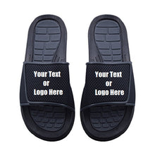 Load image into Gallery viewer, Custom designed athletic slides with your personal or business logo.