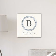 Load image into Gallery viewer, Personalized Family Initial Wreath & Vine 18" x 18" Canvas Signs | JDS