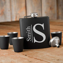 Load image into Gallery viewer, Personalized Flasks - 4 Shot Glasses - Gift Box Set - 6 oz. | JDS