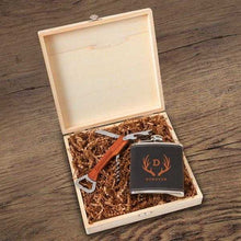 Load image into Gallery viewer, Personalized Dunbar Groomsmen Flask Gift Box Set | JDS