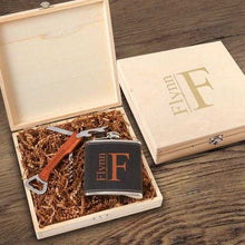 Load image into Gallery viewer, Personalized Dunbar Groomsmen Flask Gift Box Set | JDS