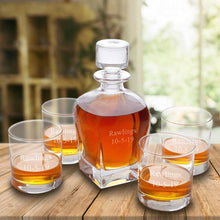 Load image into Gallery viewer, Personalized Antique 24 oz. Whiskey Decanter - Set of 4 Lowball Glasses | JDS