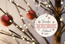 Load image into Gallery viewer, Our First Christmas Personalized Ceramic Ornament for Couples | JDS