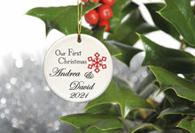Load image into Gallery viewer, Our First Christmas Personalized Ceramic Ornament for Couples | JDS