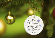 Load image into Gallery viewer, Our First Christmas Personalized Ceramic Ornament for Couples | JDS
