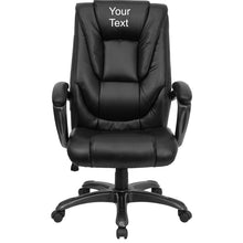 Load image into Gallery viewer, Custom Designed Oma High Back Executive Swivel Ergonomic Office Chair with Smoke Metal Base and Arms Personalized Name &amp; Graphic