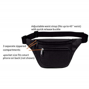 Custom Personalized 3 Zippered Compartments Adjustable Waste Sport Fanny Pack