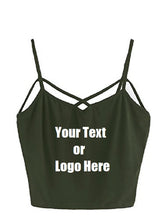 Load image into Gallery viewer, Custom Personalized Designed Spaghetti Strap Crop Top Criss Cross Camisole Tank Top