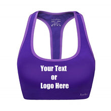 Load image into Gallery viewer, Custom Personalized Designed Workout Sports Bra Removeable Pads Raceback Medium Support Yoga Bras