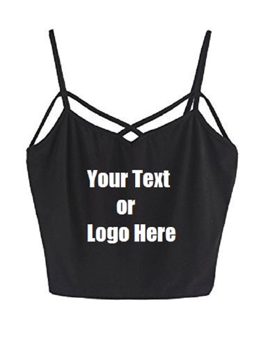 Custom Personalized Designed Spaghetti Strap Crop Top Criss Cross Camisole Tank Top