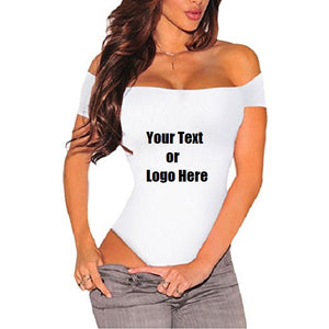 Custom Personalized Designed Women Off The Shoulder Top Short Sleeve Bodysuit