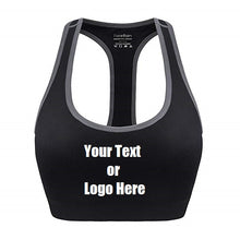 Load image into Gallery viewer, Custom Personalized Designed Workout Sports Bra Removeable Pads Raceback Medium Support Yoga Bras