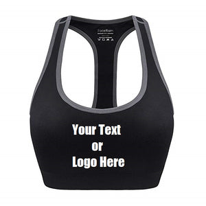 Custom Personalized Designed Workout Sports Bra Removeable Pads Raceback Medium Support Yoga Bras