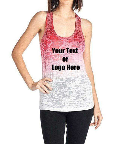 Custom Personalized Designed Women's Ombre Burnout Workout Tank Tops