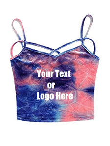 Custom Personalized Designed Spaghetti Strap Crop Top Criss Cross Camisole Tank Top