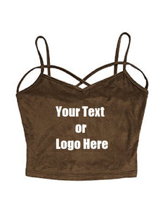 Custom Personalized Designed Spaghetti Strap Crop Top Criss Cross Camisole Tank Top