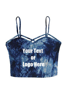 Custom Personalized Designed Spaghetti Strap Crop Top Criss Cross Camisole Tank Top