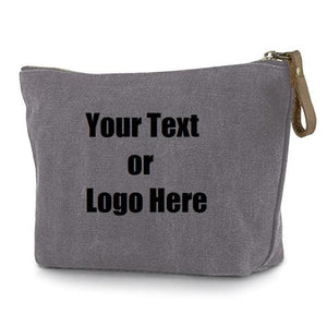 Custom Personalized Cotton Canvas Makeup Bag Pouch Purse Handbag with Zipper