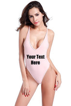 Load image into Gallery viewer, Custom Personalized Designed Women&#39;s High Cut One Piece Backless Thong Brazilian Bikini Swimsuits