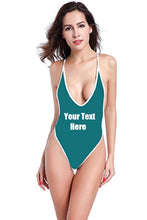 Load image into Gallery viewer, Custom Personalized Designed Women&#39;s High Cut One Piece Backless Thong Brazilian Bikini Swimsuits