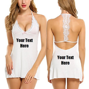 Custom Personalized Designed Women's Chemise Sexy Nightie Full Slip Lace Baby-doll Dress