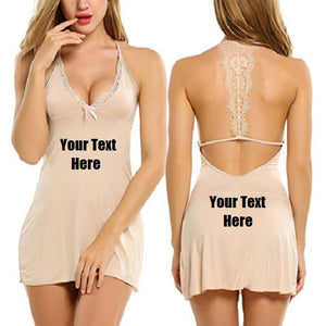 Custom Personalized Designed Women's Chemise Sexy Nightie Full Slip Lace Baby-doll Dress