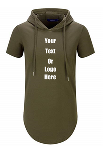 Custom Personalized Design Your Own Hipster Hip Hop Short Sleeve Longline Pullover Hoodie Shirt