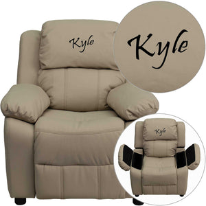 Custom Designed Kids Recliner with Storage Arms and Headrest With Your Personalized Name | DG Custom Graphics