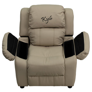 Custom Designed Kids Recliner with Storage Arms and Headrest With Your Personalized Name | DG Custom Graphics