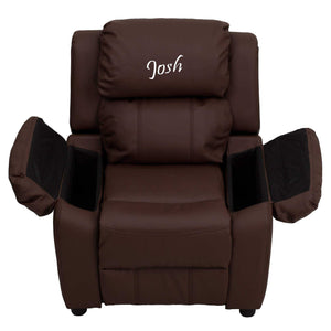 Custom Designed Kids Recliner with Storage Arms and Headrest With Your Personalized Name | DG Custom Graphics