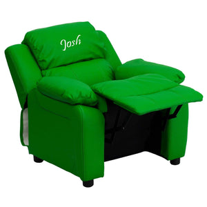 Custom Designed Kids Recliner with Storage Arms and Headrest With Your Personalized Name | DG Custom Graphics