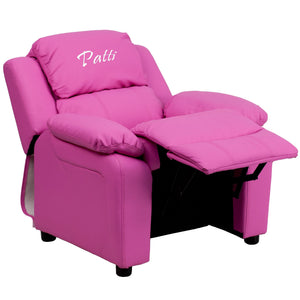 Custom Designed Kids Recliner with Storage Arms and Headrest With Your Personalized Name | DG Custom Graphics