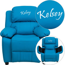 Load image into Gallery viewer, Custom Designed Kids Recliner with Storage Arms and Headrest With Your Personalized Name | DG Custom Graphics