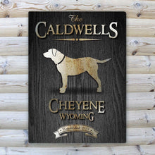Load image into Gallery viewer, Personalized Midnight Wood Gain Welcome to the Lake Canvas Sign
