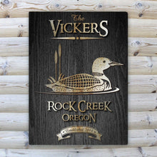 Load image into Gallery viewer, Personalized Midnight Wood Gain Welcome to the Lake Canvas Sign