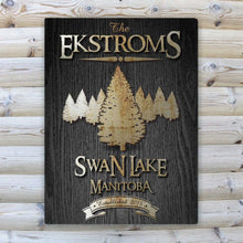 Load image into Gallery viewer, Personalized Midnight Wood Gain Welcome to the Lake Canvas Sign