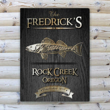 Load image into Gallery viewer, Personalized Midnight Wood Gain Welcome to the Lake Canvas Sign