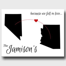 Load image into Gallery viewer, Personalized Because We Fell In Love State Canvas Sign | JDS