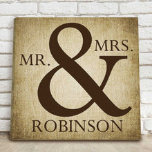 Load image into Gallery viewer, Personalized Mr &amp; Mrs Canvas Print Sign