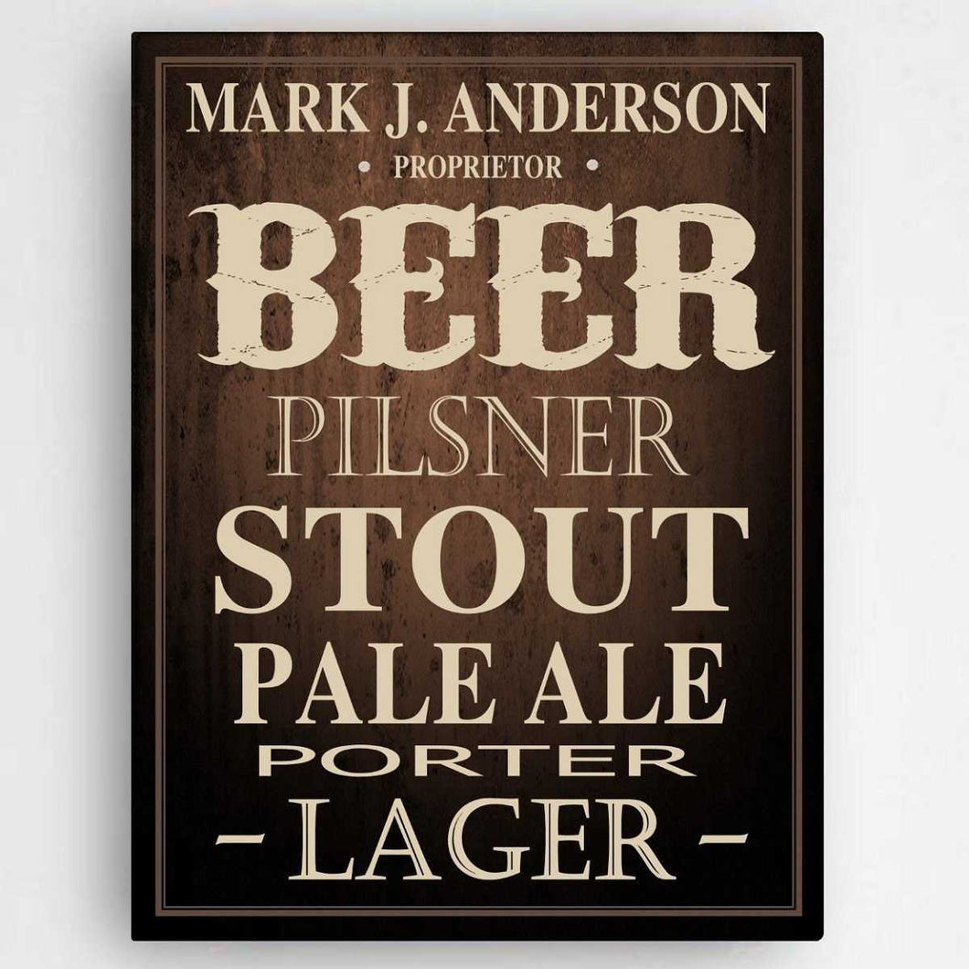 Personalized Beer Canvas Sign | JDS