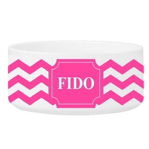 Personalized Large Dog Bowl - Cheerful Chevron | JDS