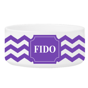 Personalized Large Dog Bowl - Cheerful Chevron | JDS