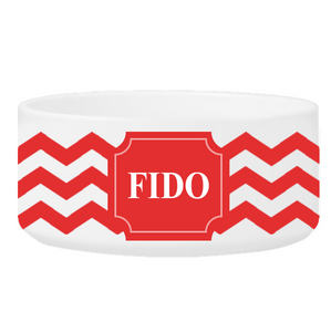 Personalized Large Dog Bowl - Cheerful Chevron | JDS