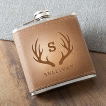 Load image into Gallery viewer, Personalized 6 oz. Leather Hide Flask | JDS