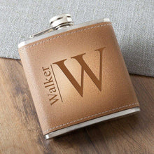 Load image into Gallery viewer, Personalized 6 oz. Leather Hide Flask | JDS