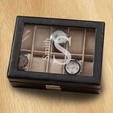 Load image into Gallery viewer, Monogrammed Watch Box - Black Leather - Holds 10 Watches | JDS