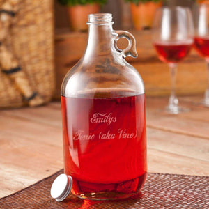 Personalized Wine Jug - Glass - Twist Off Cap - Wedding Gift - 64 oz. | JDS