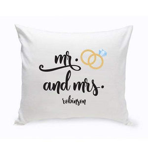 Personalized Mr. & Mrs. Wedding Ring Throw Pillow | JDS