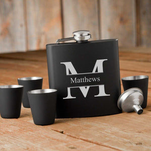 Personalized Flasks - 4 Shot Glasses - Gift Box Set - 6 oz. | JDS