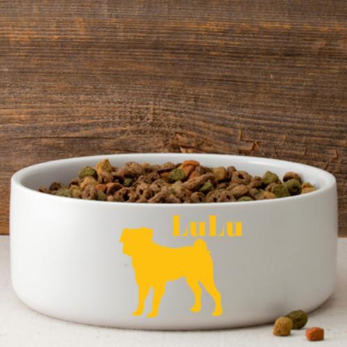 Personalized Man's Best Friend Silhouette Large Dog Bowl | JDS